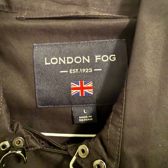 London Fog Women's Black Double Breasted Trench Coat with Hood - Size L - Picture 2 of 5